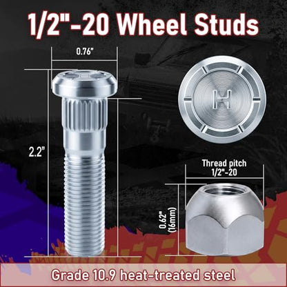 12PCS Trailer Studs 1/2-20 UNF Fit Lippert Dexter 2000-7000LB Axles - color: 1/2''-20 Wheel Stud, size: 12pack