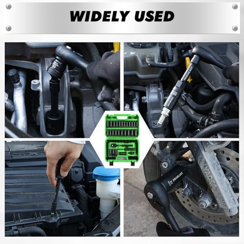 105-Piece 3/8" Drive Impact Socket Set, SAE (5/16 to 3/4 inch) and Metric (8-22mm) 6 Point CR-V Steel Socket Wrench Set, Extension Bars, Universal Joint, Ratchet Handle, Screwdriver Bit Mechanic Tool - style: 3/8'' 105PCS