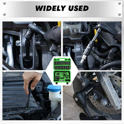 105-Piece 3/8" Drive Impact Socket Set, SAE (5/16 to 3/4 inch) and Metric (8-22mm) 6 Point CR-V Steel Socket Wrench Set, Extension Bars, Universal Joint, Ratchet Handle, Screwdriver Bit Mechanic Tool - style: 3/8'' 105PCS