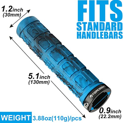 TOPCABIN Double Lock Bicycle Handlebar Grips - Rubber Comfortable BMX Mountain Bike Grips - color: Blue Camouflage