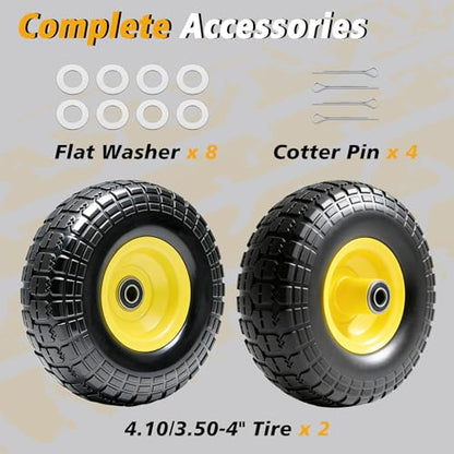 10-Inch Solid Dolly Tire Wheels (2-Pack) - 4.10/3.50-4" Tire and Wheel Flat Free with 5/8" Bearings, 2.1" Offset Hub for Hand Truck, Wheelbarrow, Dolly, Hand Carts - color: 2 PACK, size: 10"-4.10/3.50-4"