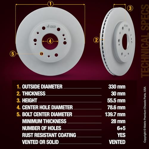 Metrix Premium Chassis Parts 330&345mm F/R Brake Rotor Kit Fits GMC Yukon - size: 96333MT