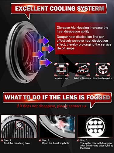 CO LIGHT 5.75 Led Headlight 5 3/4 Round Led Headlights Whit DRL Amber Turn Signal Light and Hi/Lo Beam Led Projector Sealed Beam Headlight Compatible with Thunderbird Torino 4PCS - color: 4PCS