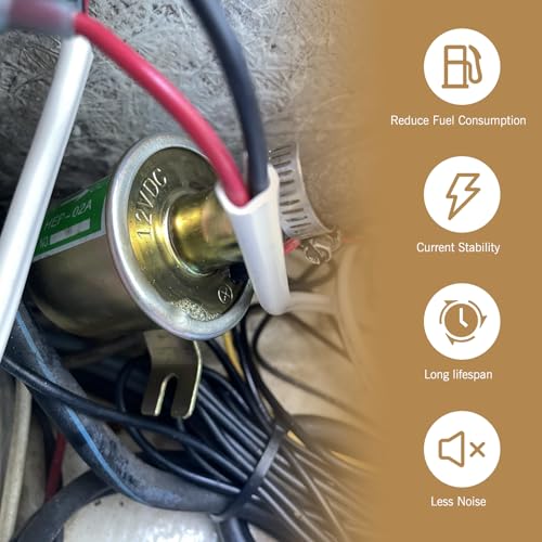 HEP-02A 12V Electric Fuel Pump, 3psi-5psi (mpa) Heavy Duty Low Pressure Delivery Plunger Type Fuel Supply Pump, Engine Fuel Supply System Accessory, Universal Fit for Most Vehicles (Gold)