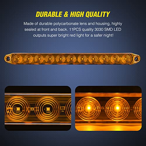 Nilight 16" Trailer Marker ID Bar 2PCS 11 LED Amber Turn Signals Tail Light - color: 2Pcs 16" Amber 11LED
