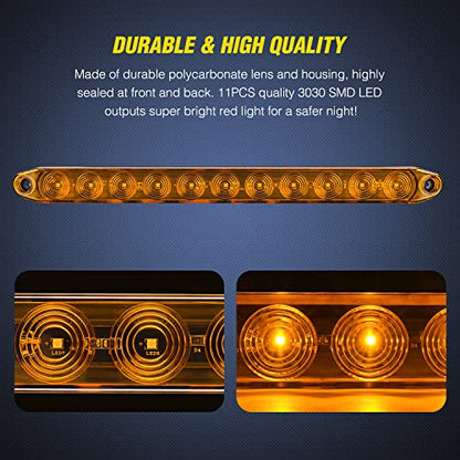 Nilight 16" Trailer Marker ID Bar 2PCS 11 LED Amber Turn Signals Tail Light - color: 2Pcs 16" Amber 11LED