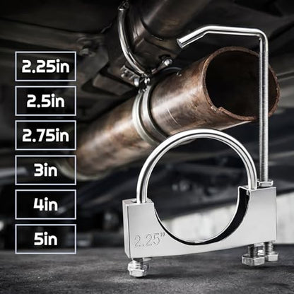 4 Pcs 2.25 Inch Universal Exhaust Clamp with Hanger - size: 2.25 Inch
