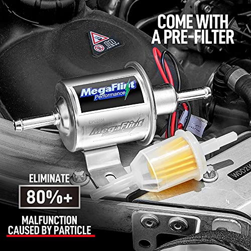 Electric Fuel Pump - Inline Fuel Pump 12V, Universal Low Pressure 4-7 PSI Transfer Pump for Carburetor Gasoline and Diesel HEP-02A - size: 4-7 PSI