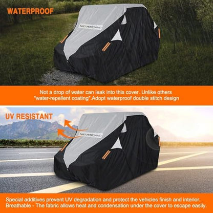 Neverland UTV Cover Waterproof 300D Heavy Duty 2-3 Seater/4-6 Seater 4 Door Side by Side Covers All Weather Protection Compatible with Polaris RZR Can-Am Maverick Defender Kawasaki - size: M: 126"Lx 65"Wx 73"H (Single row seat)
