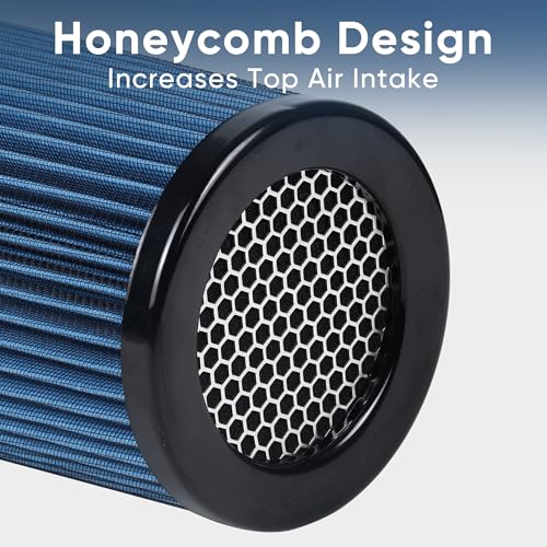 6" 152mm Inlet Cold Air Intake Filter High Flow Honeycomb Top Replacement Clamp-On Air Filter High Performance Washable Cone Filter 170mm Tall Blue - color: Blue