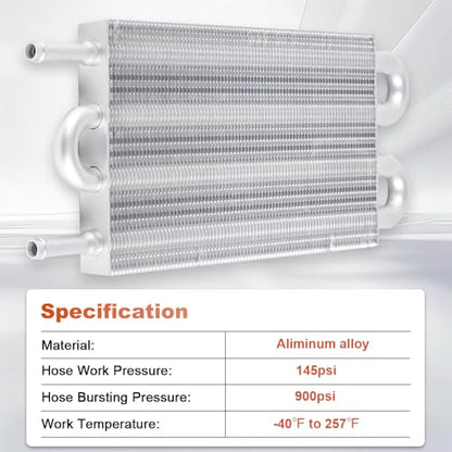 BARTOO Universal 5/16" Transmission Oil Cooler Kit, Aluminium alloy 4 Pass Tube and Fin Oil Cooler Kit(Sliver) - color: Sliver, size: 4 Pass