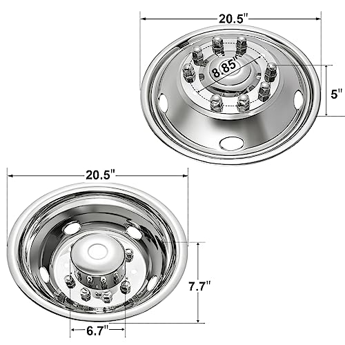 CIRONBOW 19.5" 10 Lug 5 Holes,Wheel Simulators,Stainless Steel,Hubcap with Bolt Kit Fit for Ford Raptor, 2005-2021 Ford F450/F550,Raptor 2WD Trunk Dually Wheel Cover Set (304 Stainless Steel) - size: 19.5" 10 Lug for 2005-2021 Ford F450/F550
