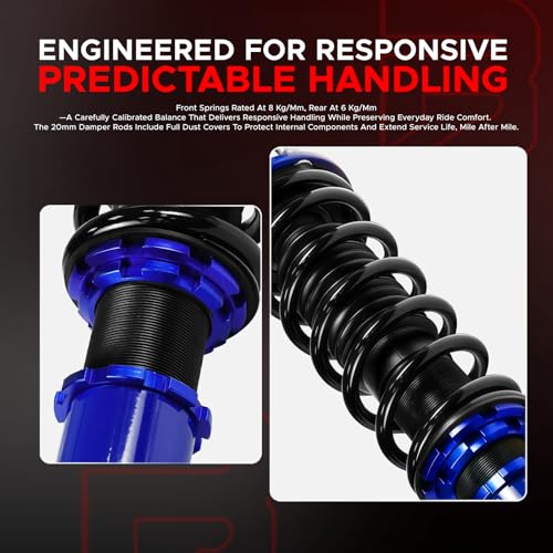 4Pcs Complete Coilover Kits Compatible with Honda Civic 1988-2000 Adjustable Height Shocks Struts