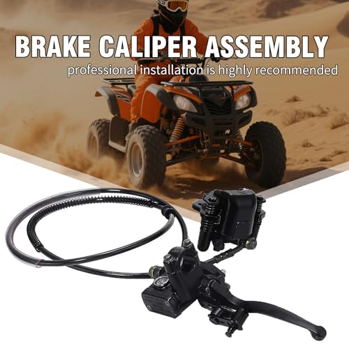 Hoypeyfiy Rear Hand Hydraulic Disc Brake Master Cylinder Caliper Assembly with Brake Pads for Chinese ATV Quad Replacement for TaoTao Buyang Coolsport Kazuma Go-Kart Sunl 50cc 70cc 90cc 110cc 125cc