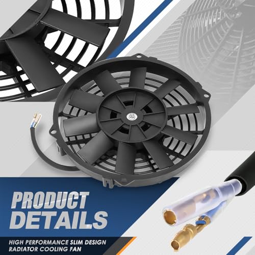 Auto Dynasty 7 inch Universal 12V Electric Radiator Cooling Fan Kit, Black - color: Black, size: 7 Inch Diameter