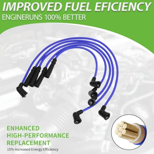 Set of 5 PCS Ignition Spark Plug Wires 671-4194 55310 9177 & 4 Iridium Spark Plugs Compatible with Nissan Axxess 1990-1995 D21 1990-1994 Pickup 1995-1997 Stanza 2.4L L4, RC-NX93 22450-86G25 22440-1S71 - size: 4194