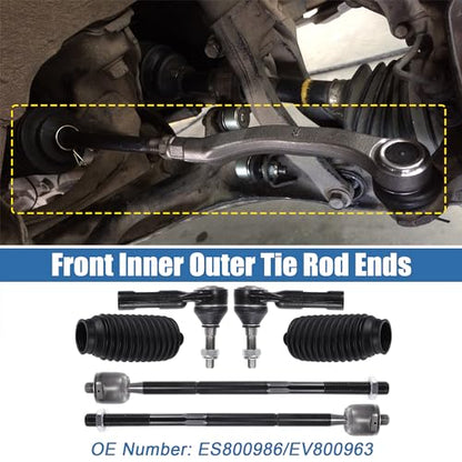 X AUTOHAUX 6pcs Front Inner Outer Tie Rod Ends Kit Suspension Steering Tie Rod End for Chrysler 300 for Dodge Challenger Drag Link No.ES800986/EV800963