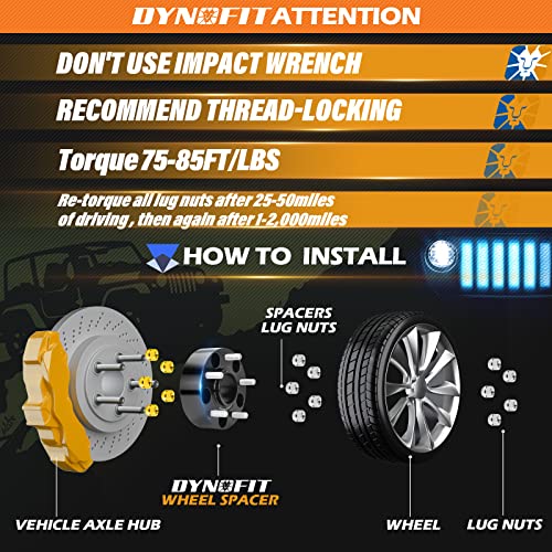 dynofit 2in Wheel Spacers 5x5 for 2007-2018 Wrangler JK/JKU, 5x127mm Hub-Centric 71.5mm Thread 1/2"-20 for 1999-2010 Grand Cherokee WJ/WK, 2005-2010 Commander XK, Real Forged Aluminum Spacer, 4Pcs - size: 2 inch - 1/2-20 Studs