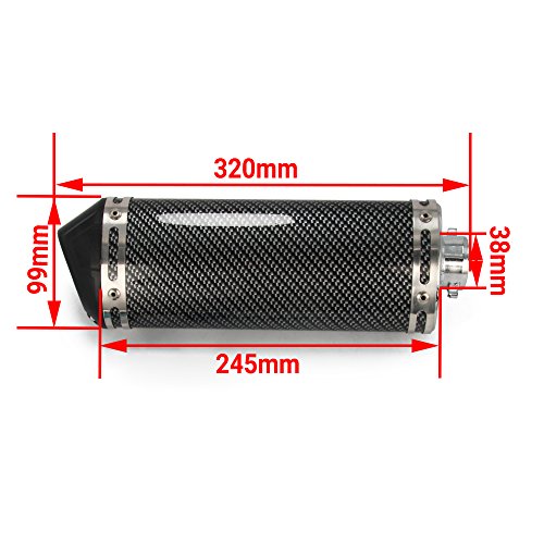 Universal 1.5" Inlet Exhaust Muffler With Removable DB Killer Slip On Dirt Street Bike Motorcycle Scooter - Carbon Fiber Color