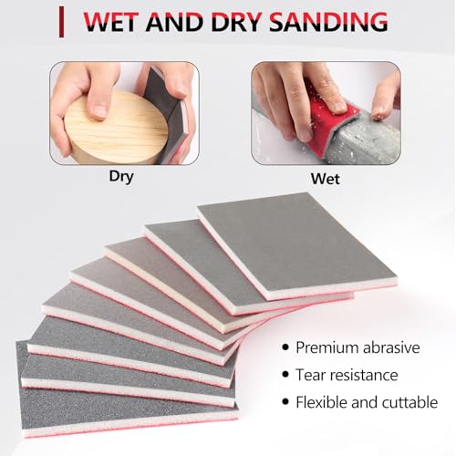 12 PCS Sanding Sponge Assortment, 180-3000 Grit Soft Sandpaper Block - style: 12Pcs MixGrit