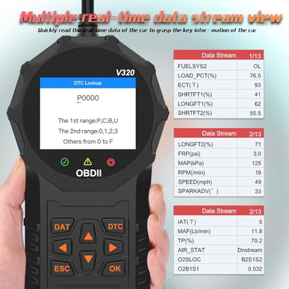 V320 OBD2 Scanner, Automotive OBD II Scanner Fault Diagnosis, Vehicle Code Reader for Check Engine Light, Adapt to OBD2 Protocol Models
