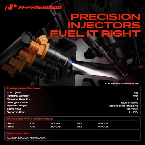 A-Premium 4 Holes Fuel Injectors Set of 4 Compatible with Honda