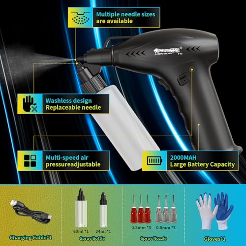 Lionbow Electric Paint Sprayer Gun Handheld Electric Paint Spray Gun High Power Portable Cordless Spray Paint Gun for Painting Cars,Cabinet, Paint Repair and DIY(3 Gear)