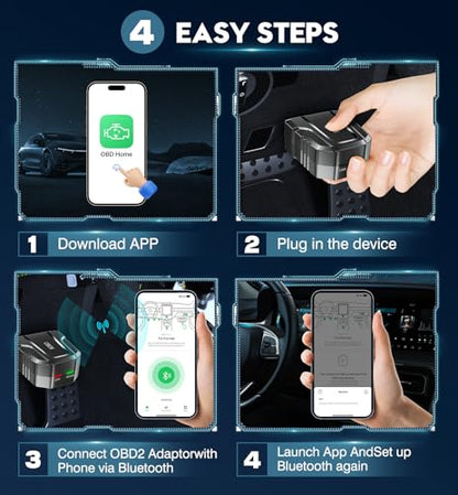 OBD2 Scanner Diagnostic Tool, Car Scanner for iOS & Android, Bluetooth 5.4 - color: black