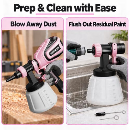 VONFORN Paint Sprayer for House Painting,700W HVLP Spray Gun Easy to Clean - color: Light Pink