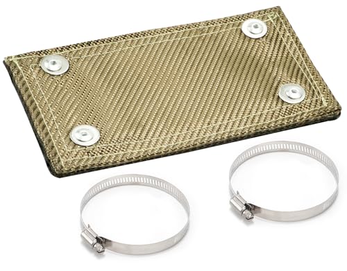 Titanium Pipe Shield, 4" x 8" Exhaust Heat Shield with Gloves - size: 4" x 8"
