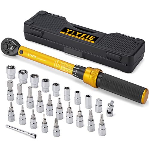 YIYEIE 1/4 Inch Drive Bike Torque Wrench, 1-25 Nm (10-222.5 in.lb) - size: 1/4″ 27PCS