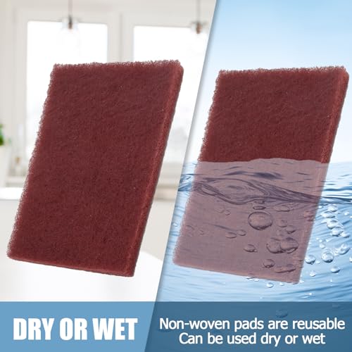 BokWin 6Pcs Red Scuff Pads Very Fine Grade Sanding Hand Pads