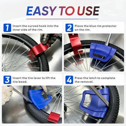 4-Piece Motorcycle Tire Change Combo Tools, Dirt Bike Spoons & Rim Guards