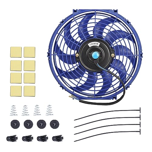 12 Inch Slim Fan Push Pull Electric Radiator Cooling Fan, Blue - color: Blue, size: 12'’