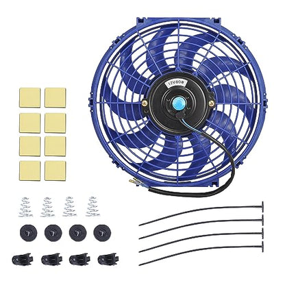 12 Inch Slim Fan Push Pull Electric Radiator Cooling Fan, Blue - color: Blue, size: 12'’