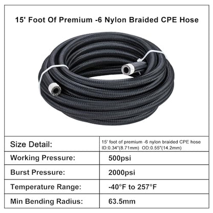 AN6 6AN Automatic Transmission Cooler Lines Kit with fittings For 4L60E 4L65E - Black Nylon Braided Hose Kit - style: style 1+ 2 Separator Clamp