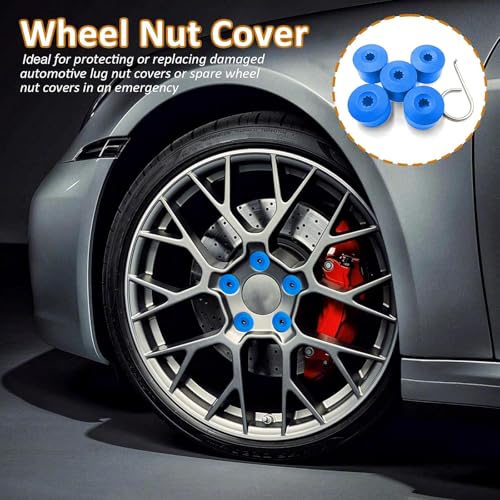20PCS Car Wheel Lug Nut Covers, 17mm Wheel Bolt Cover Caps with Removal Tool, Black Lug Nut Covers Replacement 1K0 601 173 Compatible with VW Jetta Beetle Passat GTI CC (Blue) - color: Blue