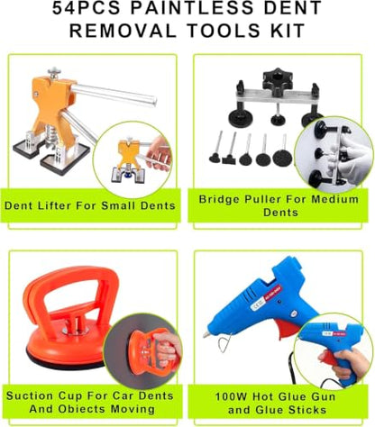 54pcs Dent Puller Kit,Car Dent Puller Kit,Paintless Dent Removal Kit - color: B/54PCS