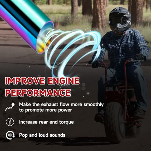 FVRITO 212cc Exhaust Pipe Kit for Predator 196cc Coleman CT200U BT200X CT200U-EX KT196 6.5HP GX160 GX200 Tillotson Mini Bike Baja MB200 Clone Engine Go Kart Parts Colorful - color: Rainbow