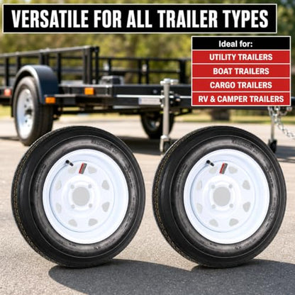 eCustomrim 2-Pack Trailer Tire Rim Assembly 4.80-12 480-12 4 Lug LRC White