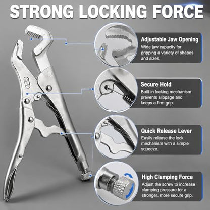 Parrot Nose Vise Grip Plier for Sway Bar Link Removal, 9-Inch Parrot Jaw Locking Plier, Vice Grips Pliers for Welding, Pipe Clip Repair Welding Pliers Workshop