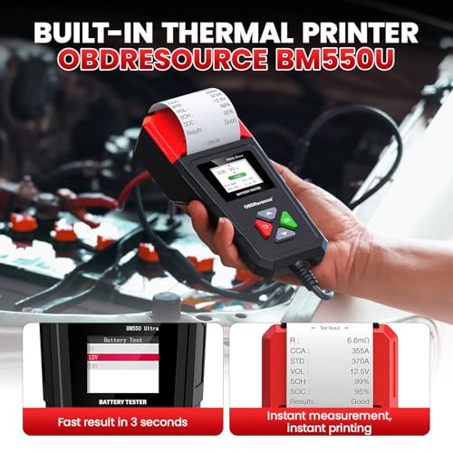 OBDResource Car Battery Tester with Printer, Digital Battery Load Tester - color: black with printer