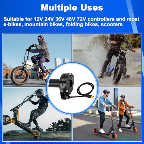 Ebike Full Twist Throttle for Macfox, 3 Pin Surron Style Throttle Grip Kit 12V-72V Compatible with Q-Life HappyRun Freego Heybike Tamobyke ESKUTE Electric Dirt Bike - color: Gray