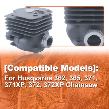 52mm Big Bore Top End For Husqvarna 372XP 365 371 362 365 Chainsaw Cylinder Part, Cylinder Piston Kit, Spark Plug, Decompression Valve, Needle Bearing, Cylinder Base, Crankcase Gasket
