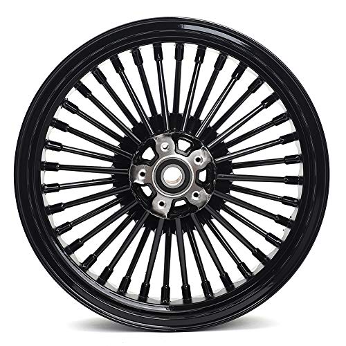 TOFR 17/16 Fat Spoke Front Rear Wheels Rims For Harley Touring Bagger 00-07 - color: Gloss Black, size: Front:17x3.5 Rear:16x3.5