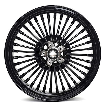 TOFR 17/16 Fat Spoke Front Rear Wheels Rims For Harley Touring Bagger 00-07 - color: Gloss Black, size: Front:17x3.5 Rear:16x3.5