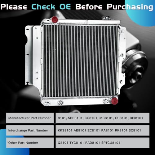 3-Row Radiator for 1987-2006 Jeep Wrangler TJ YJ 2.4L 2.5L 4.0L 4.2L L4/L6