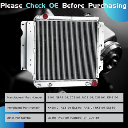 3-Row Radiator for 1987-2006 Jeep Wrangler TJ YJ 2.4L 2.5L 4.0L 4.2L L4/L6