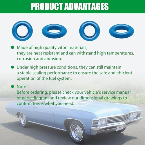 JA&MIU 50 PCS Fuel Injector O-Ring Set Light Blue Viton (7.52mm X 3.53 mm) - size: Light Bule - 50