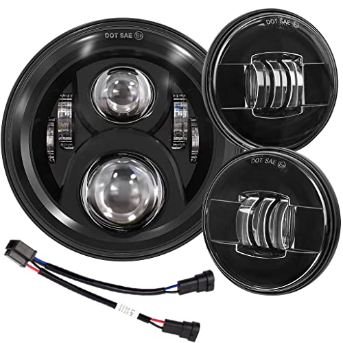 Eagle Lights 8700BG2PKP-G2-899 7" LED Headlight with LED Spot/Passing Light Kit for Harley Davidson and Indian Motorcycles - Generation II/Black Kit/Add Dual Bulb Adapter Harness (899) - size: Add Dual Bulb Adapter Harness (899)